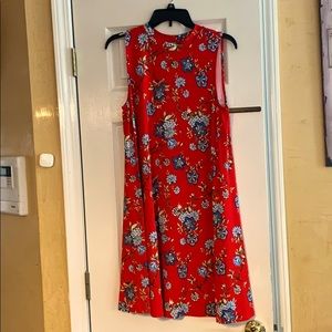 Red Floral Swing Dress